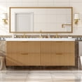 thumbnail image 2 of FFZ 59.3 inch Wall-Mounted Double Sink Bathroom Vanity with SMC Top, Soft Close Drawers, Wood, 2 of 12