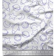 thumbnail image 1 of Soimoi White Cotton Voile Fabric Planet & Stars Galaxy Print Fabric by the Yard 42 Inch Wide, 1 of 3