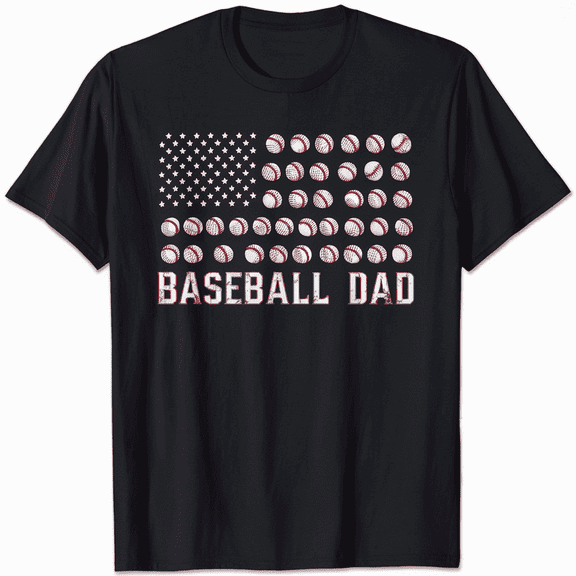 Patriotic Baseball Flag Dad Graphic Men Summer Short Sleeve T-Shirt