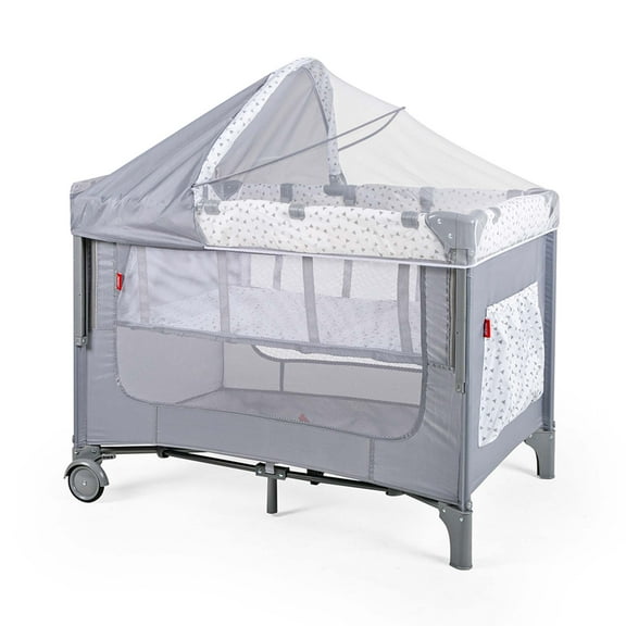 Cuna Corral Colecho D Bebé Love & Care Con Mosquitero Gris