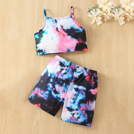 

Hunpta Newborn Infant Boys Girls Clothes Summer Sleeveless Tie Dye Strap Vest T Shirt Tops Shorts Casual 2PCS Outfits Set