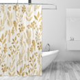thumbnail image 2 of Gold Leaf Jacquard Shower Curtain for Bathroom Waterproof Fabric Shower Curtains Bathtub Curtain with 12 Hooks, 60 x 72 Inch for Bath Hotel Room Home Decor, 2 of 6
