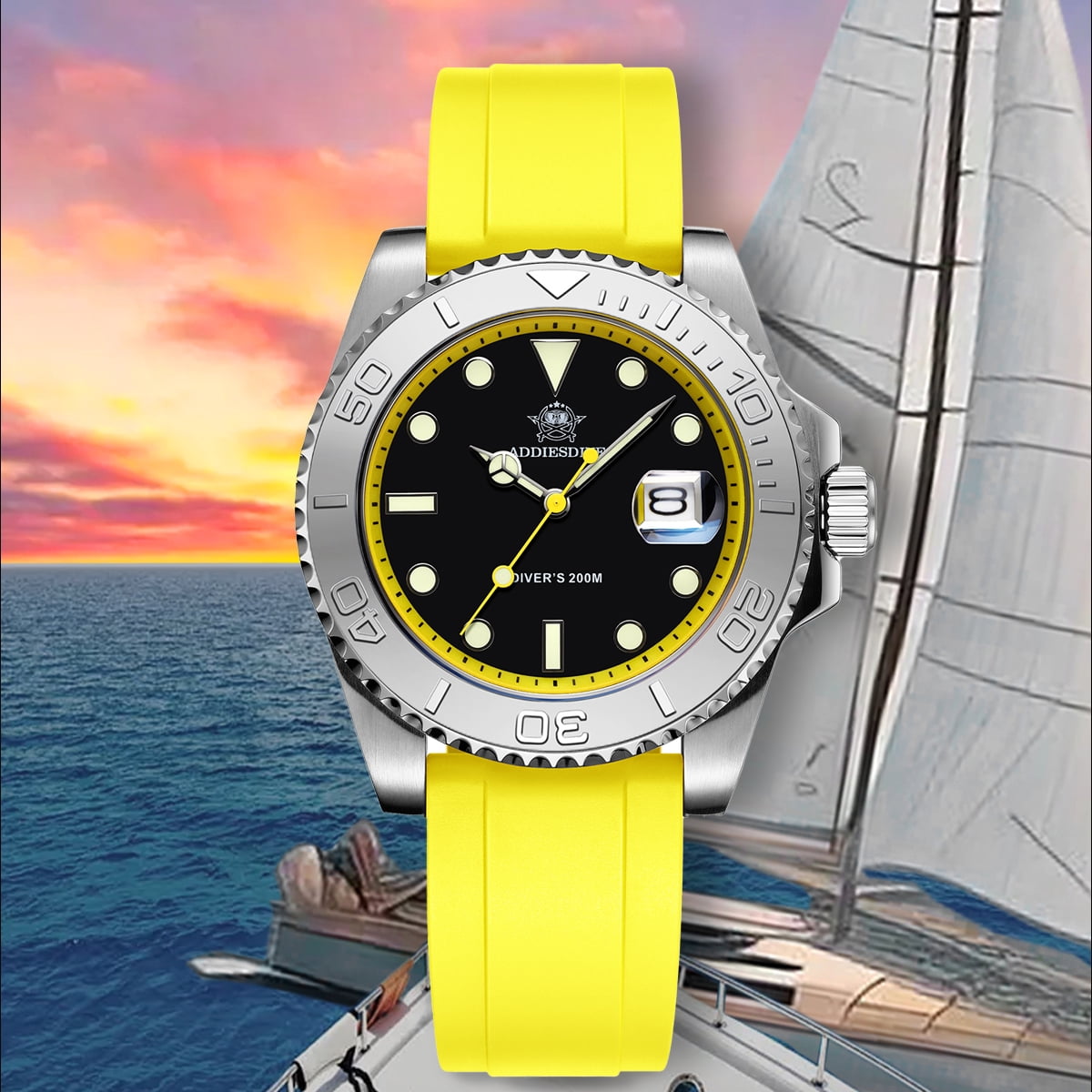 ADDIESDIVE Men's Dive Watch - 200M Water Resistant, Japanese Quartz Movement, Ceramic Bezel & Super Luminous Quartz Watches for Men