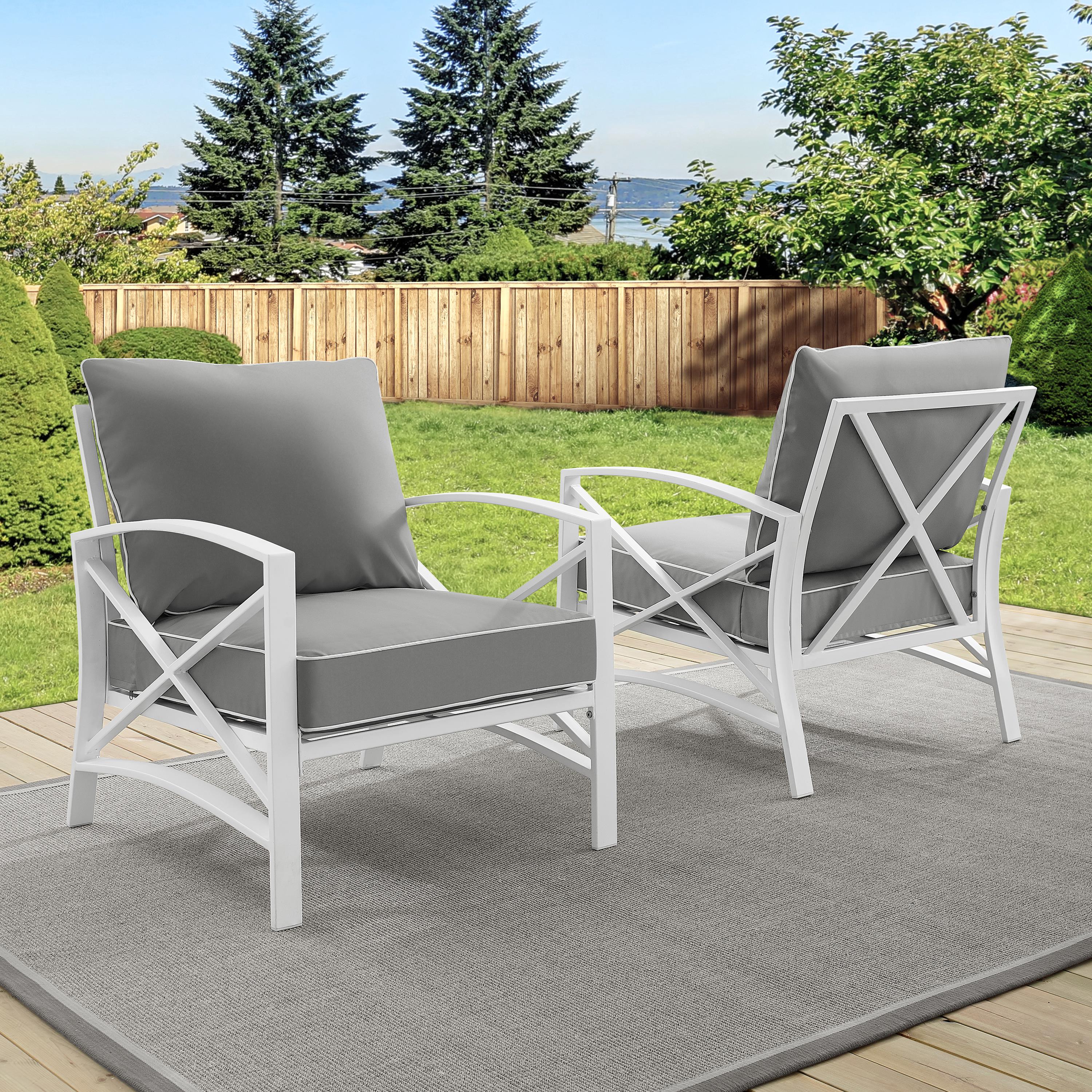Crosley Kaplan Patio Arm Chair in Gray and White (Set of 2) - image 4 of 7