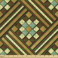 thumbnail image 2 of Retro Fabric by the Yard Upholstery, Earth Tones Inspired Geometric Stripes Color Bars and Squares Pattern, Decorative Fabric for DIY and Home Accents, Chocolate and Cadet Blue by Ambesonne, 2 of 5