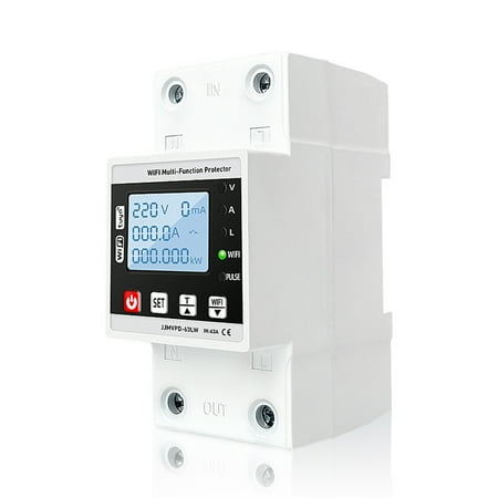 

Anself WiFi Intelligent Reclosing Protector Current Voltage Monitoring Circuit Breaker Switch Power Meter Protections Values Settable Mobilephone APP Control