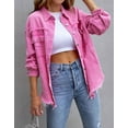 thumbnail image 2 of Ripped Jean Jacket for Women Distressed Washed Button Down Frayed Hem Denim Shacket with Pockets Shermie, 2 of 5