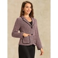 thumbnail image 2 of DARING DIVA Women's Notch Lapel Long Sleeve Elegant Business Jacket M Red Black, 2 of 6