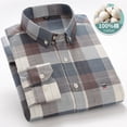 thumbnail image 4 of Men's Plaid Shirt  Pure Cotton Oxford Long Sleeve Spring Casual Striped Solid Daily Dress Shirts Button-down Collar Big 7XL (606,47 Size 185CM 110KG), 4 of 7