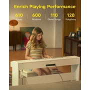 Donner New Upgraded Digital Piano 88 Key Fully Weighted Keyboard with 16 Level Touch Sensitive for Beginner, with 600 Rhythms, 110 Demos, 3 Pedals, White, DDP-95