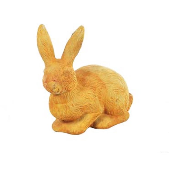 Solid Rock Stoneworks Medium Furry Rabbit Concrete Statue, 13" Tall, Sunset Color