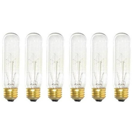 Black Finish 1 Bulb - (Pack Of 6) 60-Watt T10 Clear Tubular Incandescent Medium (E26) Base 120-Volt Light Bulb