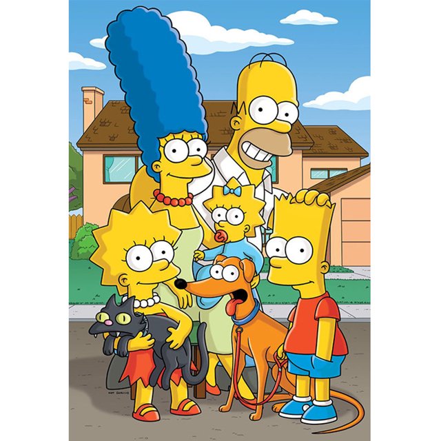 Lleno Diamantes Los Simpson Y Su Mascota Cerdo Serie Dibujos Animados Diamante Resina 30*40cm V746