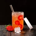 thumbnail image 4 of Reusable Wide Mouth Smoothie Boba Tea Cups Bubble With Lids And Straws Mason Jars Glass (2-pack  16 Oz Jars), 4 of 7