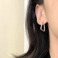 thumbnail image 3 of Lancharmed White Gold Plated Earrings for Mother,Twisted Trapezoidal Geometry Earring Gifts for Couples, 3 of 8