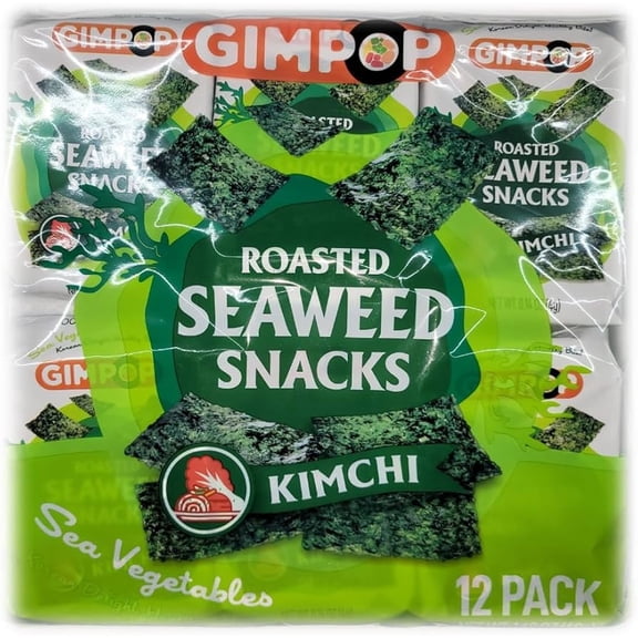 GimPop Roasted Seaweed Snack Kimchi Flavor 12 Pack Korean Crispy Seaweed Sheets Healthy Snack
