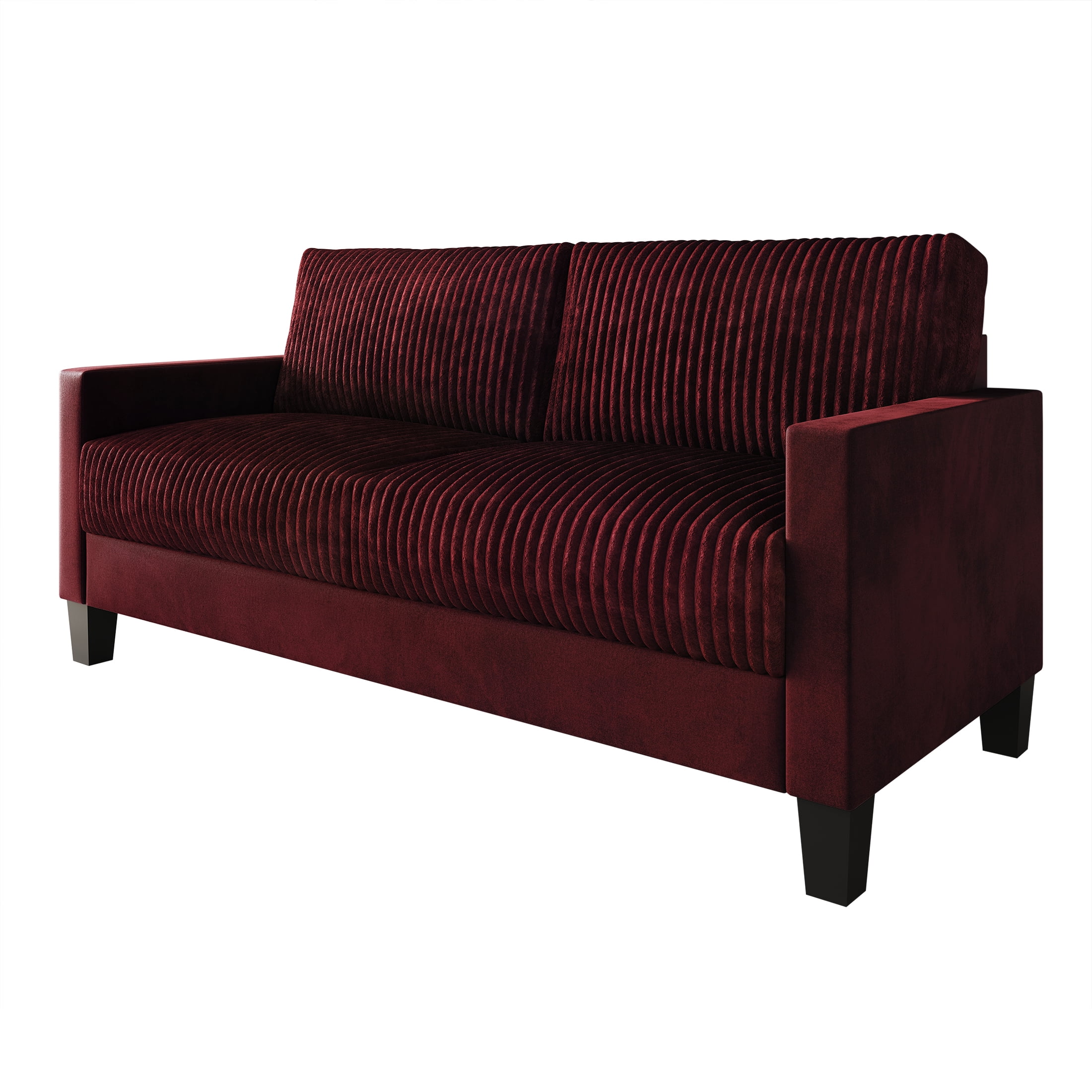 Castle Place Contemporary Corduroy Velvet Sofa, Red