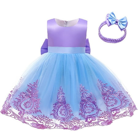

DNDKILG Baby Toddler Girls Sleeveless Dress Sundress Bow Summer Dresses Light Blue 1Y-6Y 120