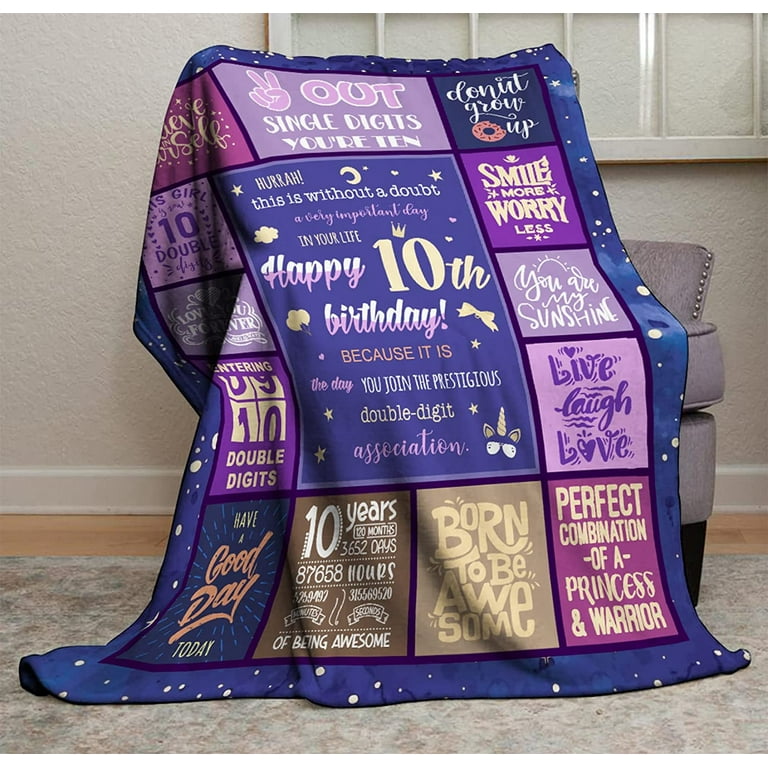 10 Year Old Girl Gift Ideas Blanket 60X50 - Gifts for 10 Year Old Girl -  10th Birthday Decorations for Girl - 10 Year Old Girl Birthday Gifts - Best Gifts  for