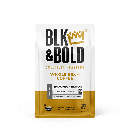 BLK & Bold Smoove Operator Blend, Dark Roast Whole Bean Coffee - 10.5 oz