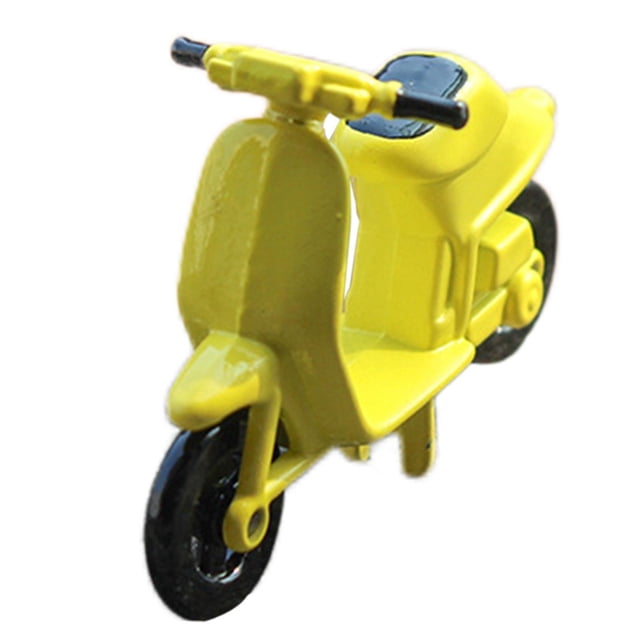 Motocicleta para casa de muñecas a escala 1:12 para micropaisaje, regalos para niños, color amarillo