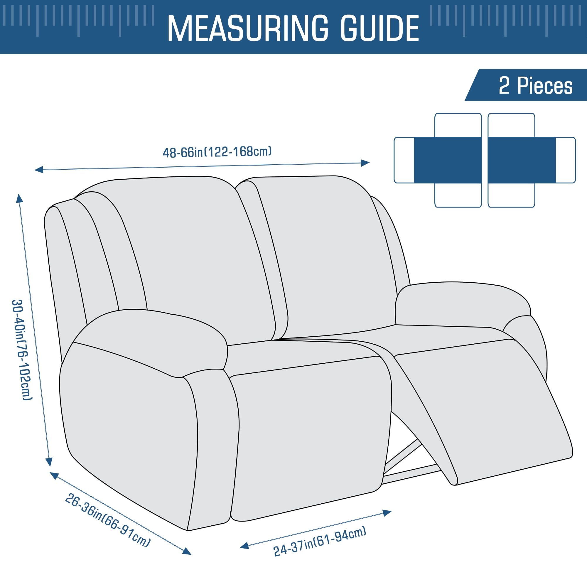 TAOCOCO Recliner Sofa Covers Stretch Reclining Couch Covers 3 Piece Separate Sofa Slipcover with Pockets, Brown
