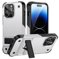thumbnail image 4 of For Apple iPhone 14 Pro (6.1") Heavy Duty with Kickstand Hybrid Sturdy TPU Military Armor Durable Shockproof Bumper Phone Case Cover by Xpression - Clear, 4 of 6