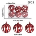 thumbnail image 3 of AYktou 6 Pcs Christmas Ornaments Balls, 2.3 Inch Wavy Grain Hollow Sphere Hanging Pendant Glittering Christmas Tree Decoration Set Christmas Balls Hanging Ornaments for Living Room Party Decor, Red, 3 of 7