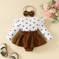 thumbnail image 7 of Hwmodou Baby Print Bodysuits Girls Cotton Blend Long Sleeve Cartoon Print Suspenders Romper Bodysuits Bow Tie Headbands Outfits Fall Winter Durable Baby Onesies,9-12M, 7 of 7