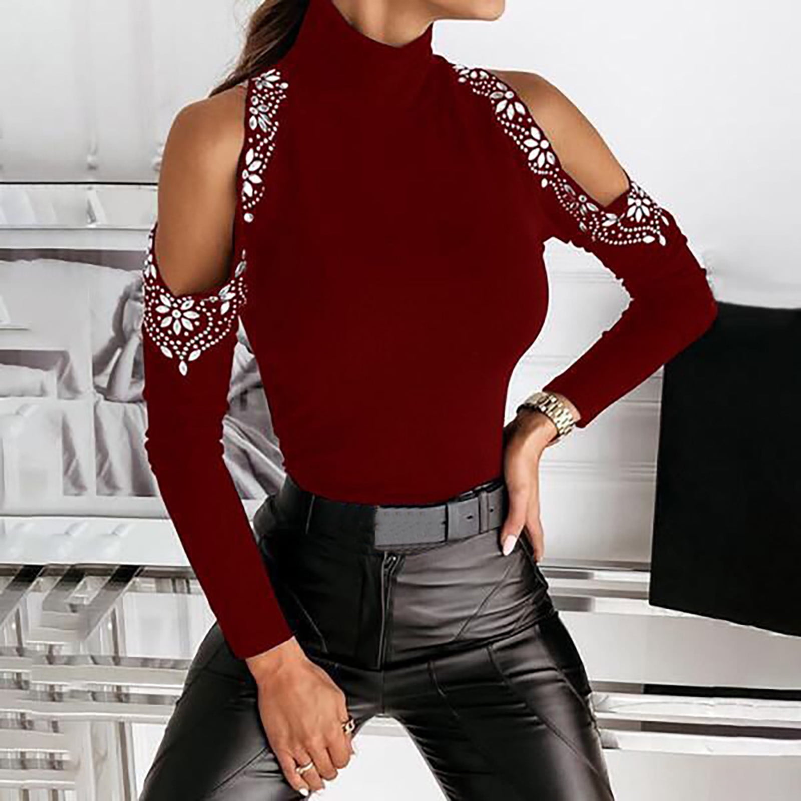 【dydoshop】GLAM long sleeves XZNGL Long Sleeve Shirt Women Fashion Women Solid Color Long