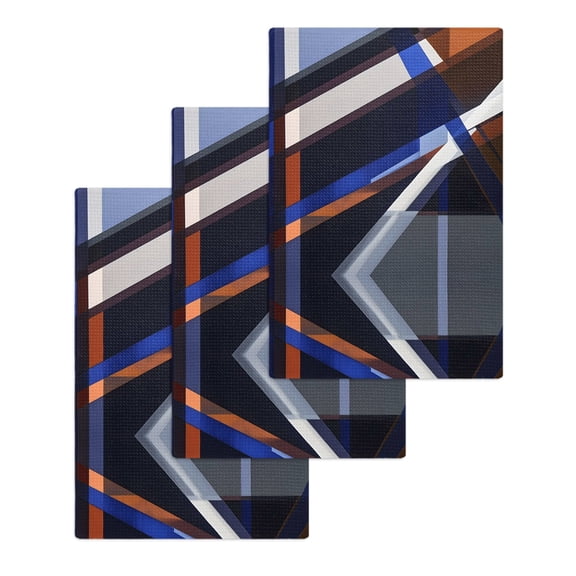 Blue Brown Geometric Kitchen Dish Towels for Drying Dishes Set of 3, Modern Abstract Art Lines Waffle Weave Microfiber Hand Tea Bathroom Towels Quick Dry & Absorbent Towel 15.7x23.6