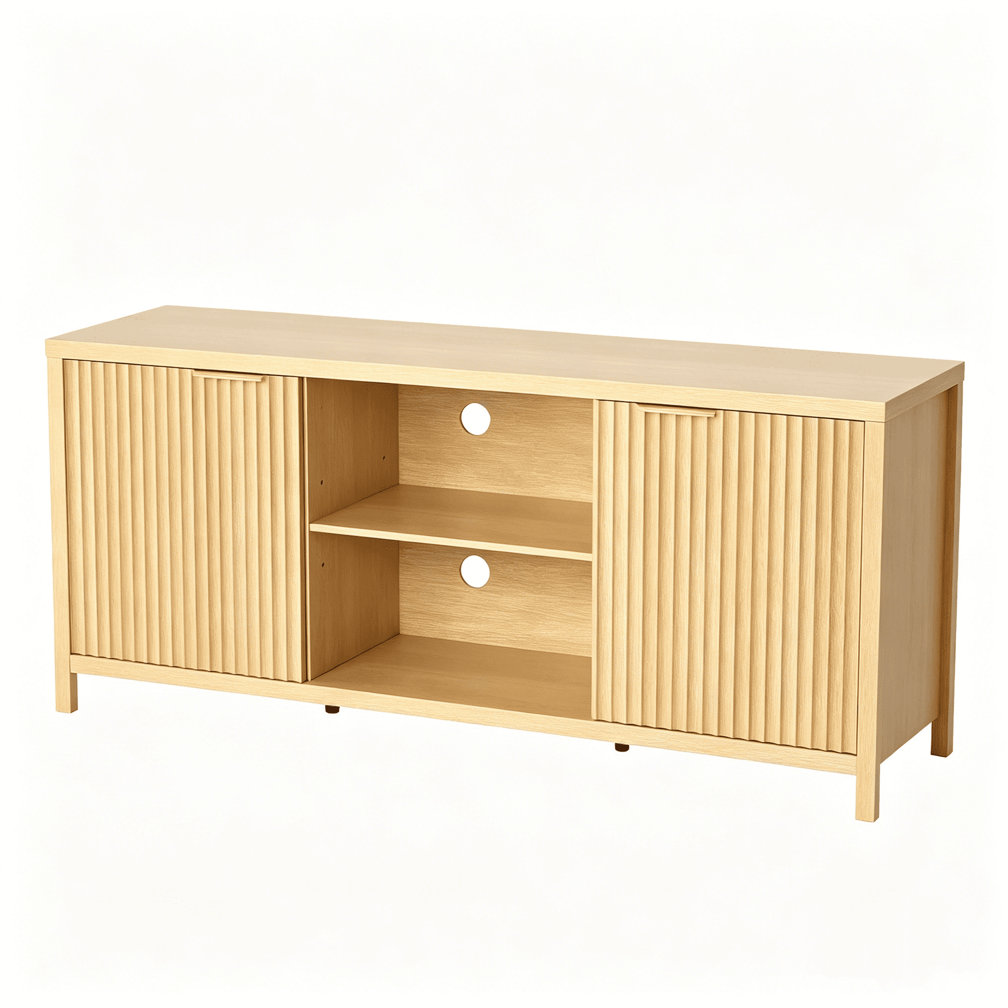 TV Stand for TVs up to 70 Inch, Media Console Cabinet with Adjustable Open Storage Compartment, Wood Entertainment Center 58.07"Lx15.75"Dx24.80"H for Living Room Bedroom