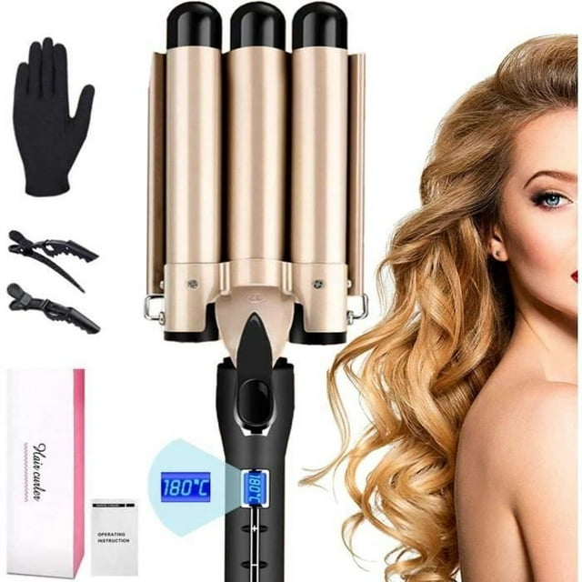 Hair Curling Iron - VINSIC - 3 Ceramic Curling Heads - Fast Heating - 14 Adjustable Temperatures