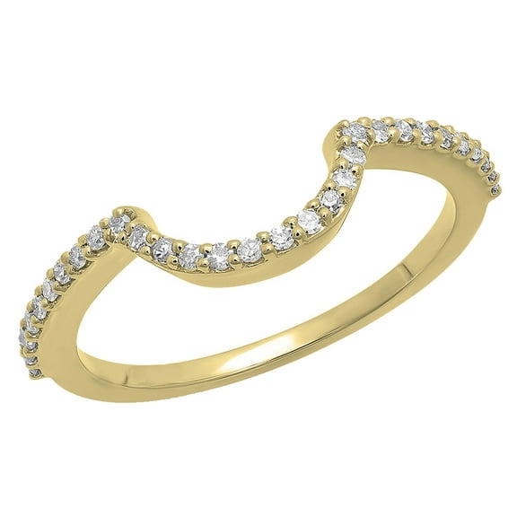 Dazzlingrock Collection 0.15 CT Round White Diamond Wedding Band Ring for Her 10K Yellow Gold Size 6