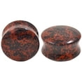 thumbnail image 3 of Mahogany Stone Brown and Black Spots Organic Double-Sided Flare Gauges/Plugs 15/16" (24mm) 2 Piece (1 Pair) (A/3/3/24), 3 of 3
