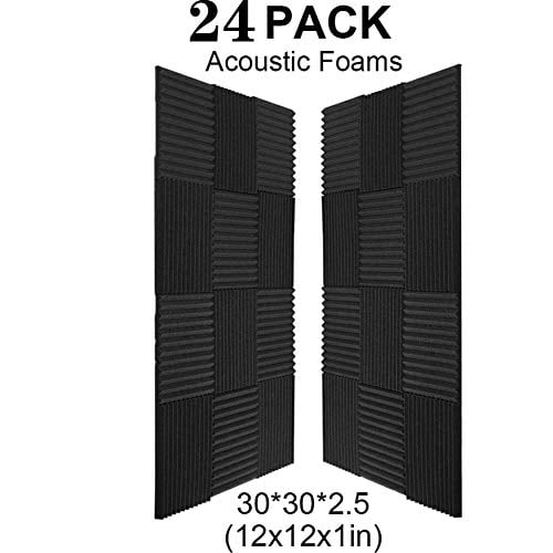 2 X 12 X 12 Acoustic Foam Panels Studio Wedge Tiles 24 Pack Set Acoustic Panels Sound Panels wedges Soundproof Sound Insulation Absorbing 