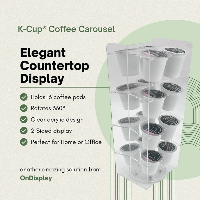 OnDisplay Luxe Acrylic Coffee Pod Carousel Holder Holds 16