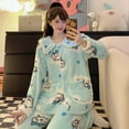 thumbnail image 2 of Cute Pajamas Suit Anime Usagi Hachiware Chiikawa Kawaii Cartoon Women Thickened Plush Blue Winter Coral Velvet Home Clothes, 2 of 28