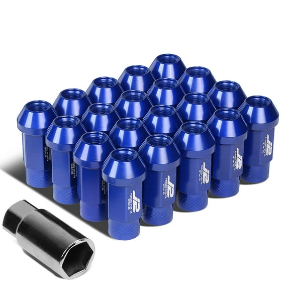 J2 Engineering LN-T7-034-125-BL J2 Engineering 7075 Aluminum M12 x 1.25 20 Pcs 50mm Open End Lug Nut Set with Adapter Blue
