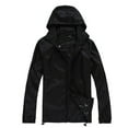 thumbnail image 2 of Harpily Plus Size Coat Women Solid Rain Jacket Outdoor Plus Size Hooded Windproof Loose Coat Water Proof Raglan Cuff Storage Bag Black Black XL, 2 of 4