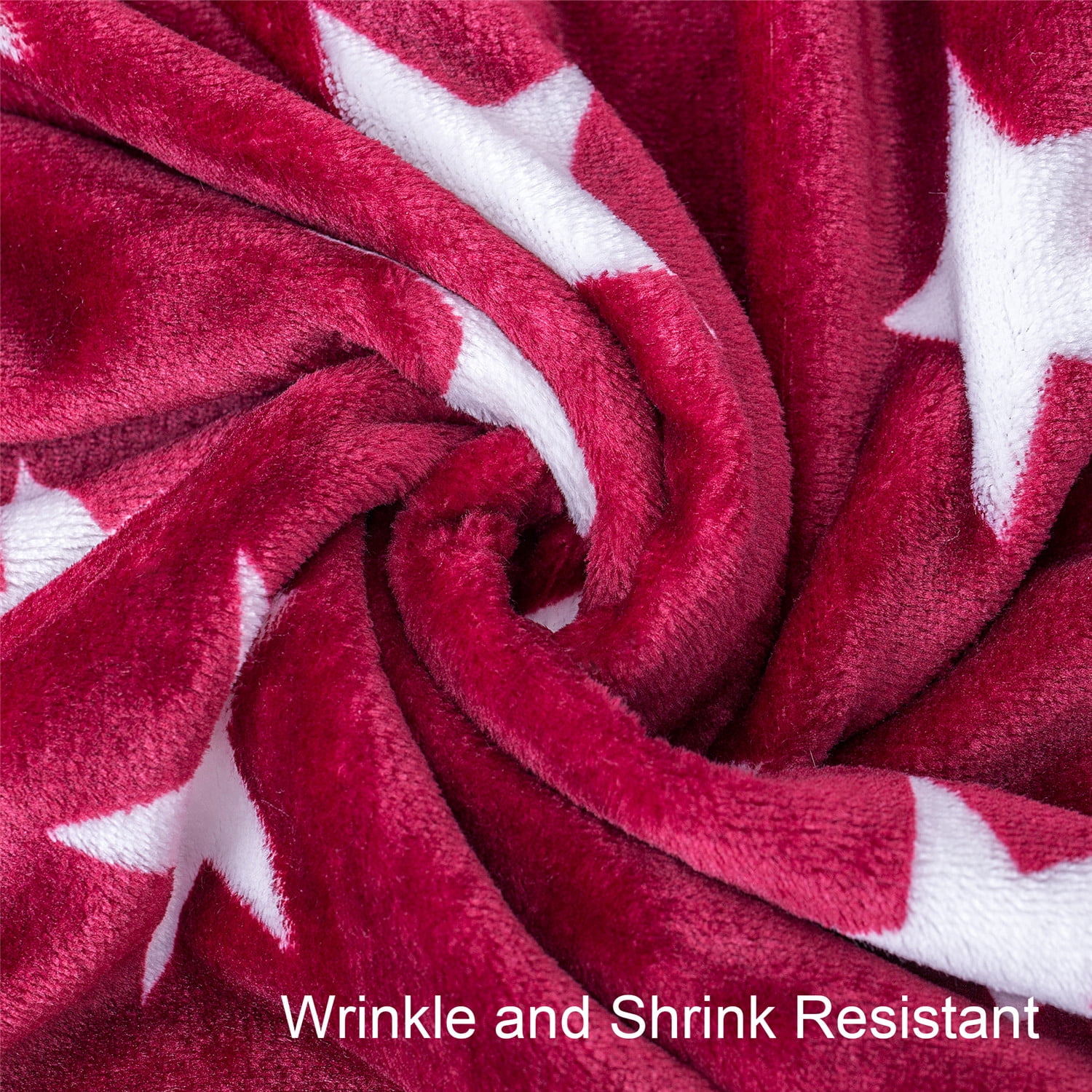 JML Soft Flannel Fleece Throw Blanket, Burgundy Star, Standard Throw