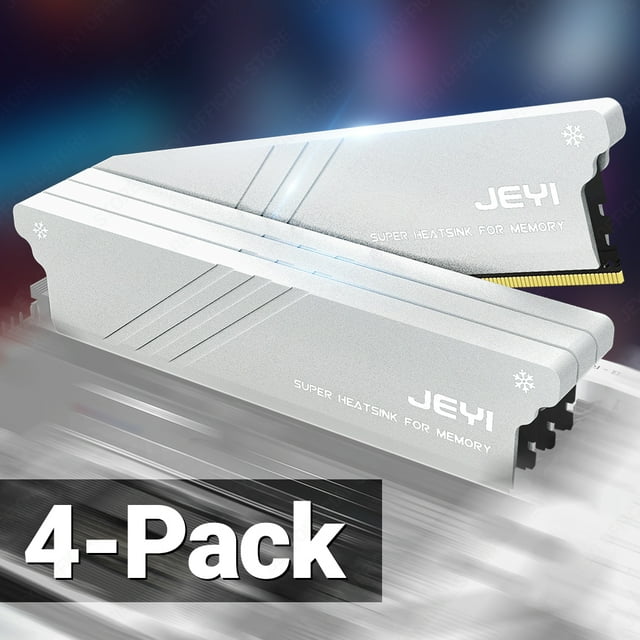 RAM Heatsink Cooler with Thermal Pads for DDR2 DDR3 DDR4 DDR5 - PC Memory Cooling Kit, Desktop Computer Heat Dissipation, silver 4pcs