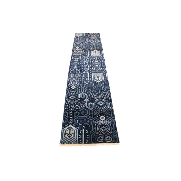 MagicRugs Dark Navy & Gray 2X10 Contemporary Runner Rug