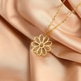 thumbnail image 5 of Hollow out daisy pendant necklace 14K Yellow Gold women's romantic Kpop fashionable flower pendant necklace couple jewelry gift, 5 of 7