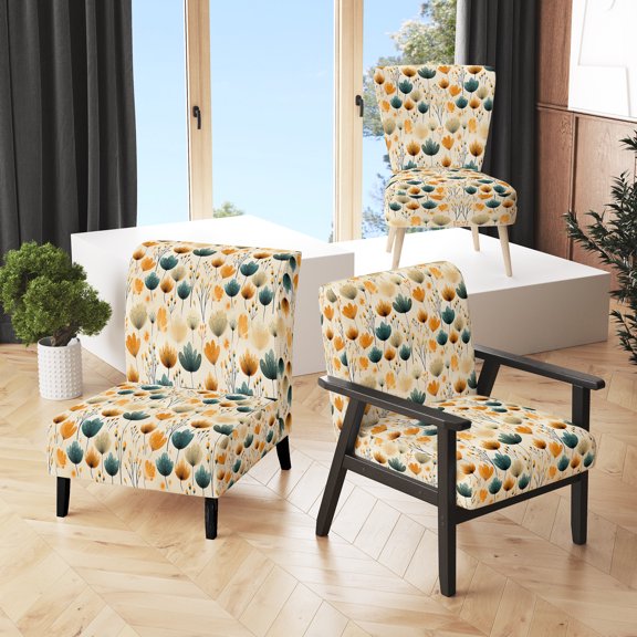 Designart "Elegance Of Danish Modern Design" Yellow Midcentury Upholstered Accent Chair - Mid-Century Modern Arm Chair For Bedroom