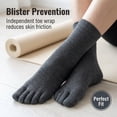 thumbnail image 4 of 5 Pairs Dark Gray Men's Cotton Five Finger Crew Socks, Breathable Athletic Running Toe Socks One Size Fits Most US 6-14, 4 of 7