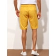 thumbnail image 3 of Unique Bargains Men's Plaid Shorts Straight Fit Comfort Flat Front Checked Shorts 32 Yellow, 3 of 6