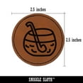 thumbnail image 2 of Punch Bowl Doodle 2.5" Faux Leather Round Engraved Iron-On Patch - Brown, 2 of 6