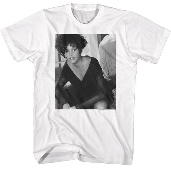 Whitney Houston BW Lean White T-Shirt