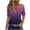 Purple, variant on Idoravan Summer Blouses for Women Plus Size Women's Casual Gradient Short-sleeved V-Neck Top Blouse